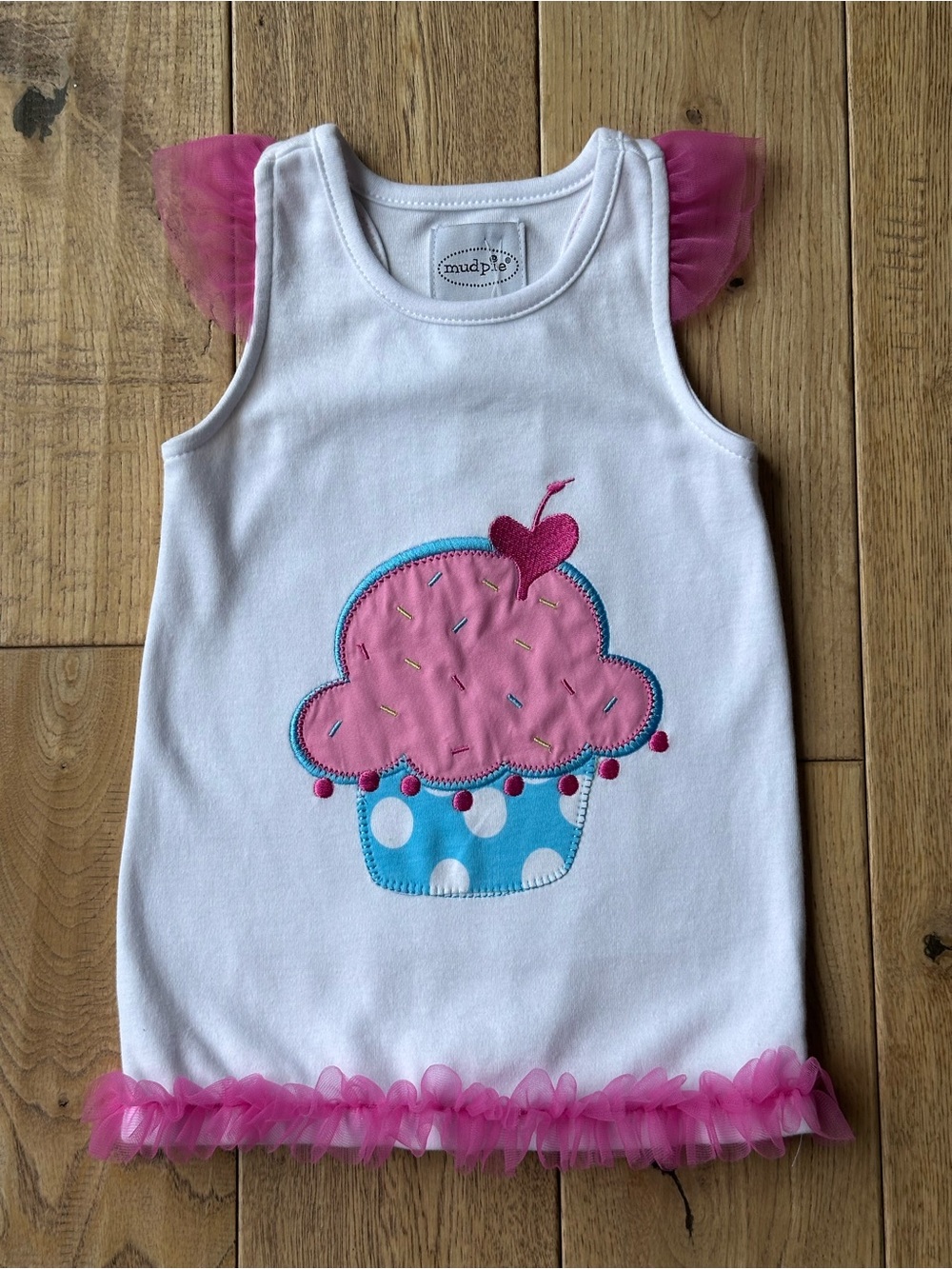 NEW Mud Pie Cupcake Appliqué Tank Top size 18 Months